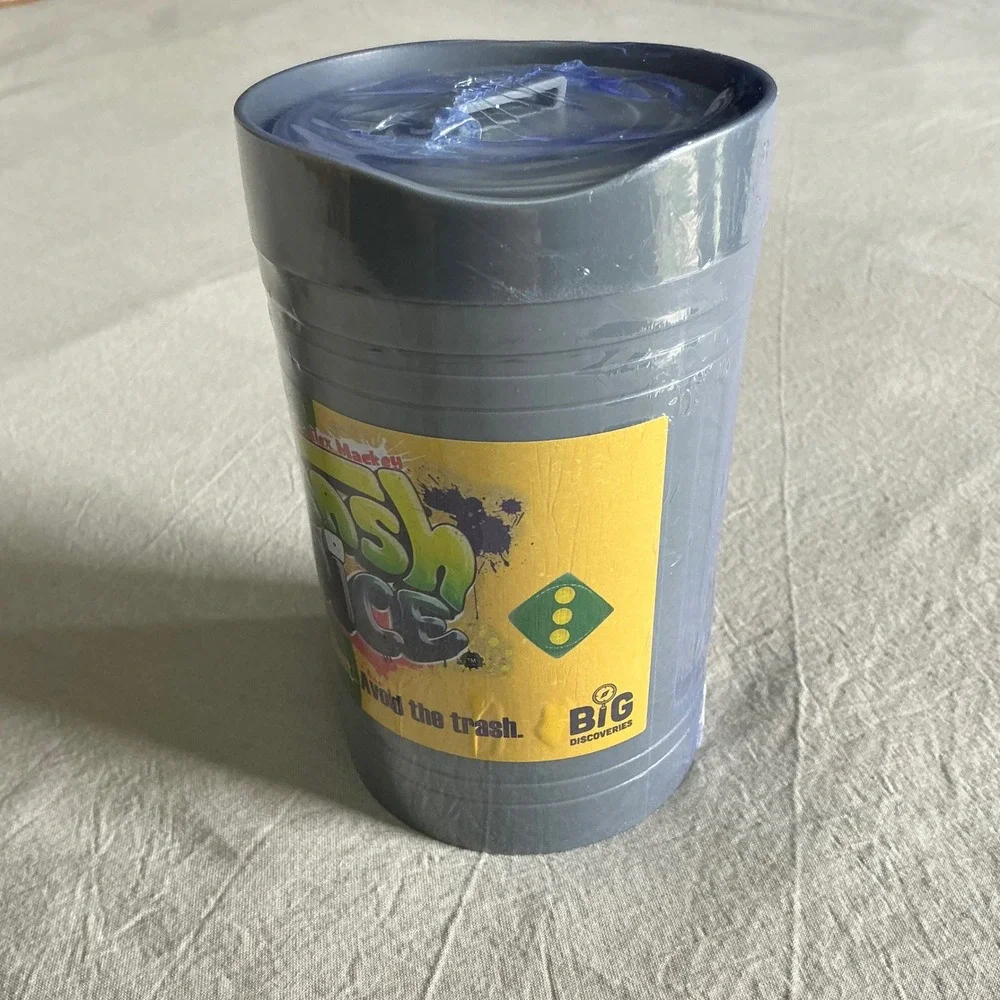 Big Discoveries Trash Dice Game Mike Szalajko Alex Mackey Complete Gray Canister